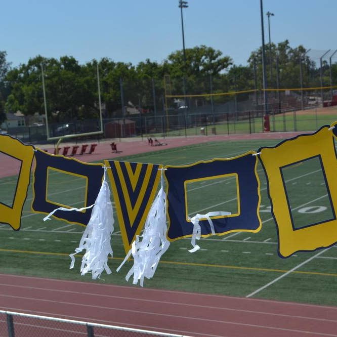 Navy and Gold Frame Garland for wholesale by Tin Parade