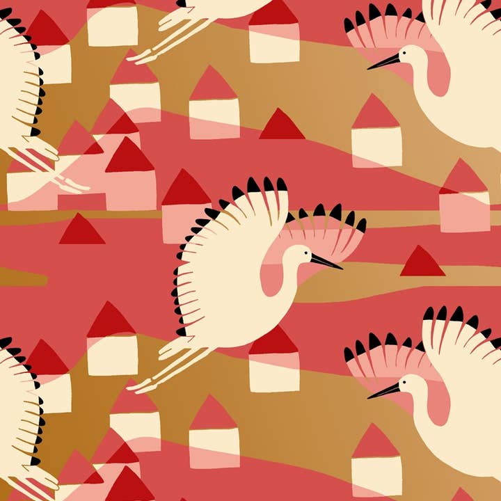 IBIS coral vliesbehang voor wholesale door Fox And Roses