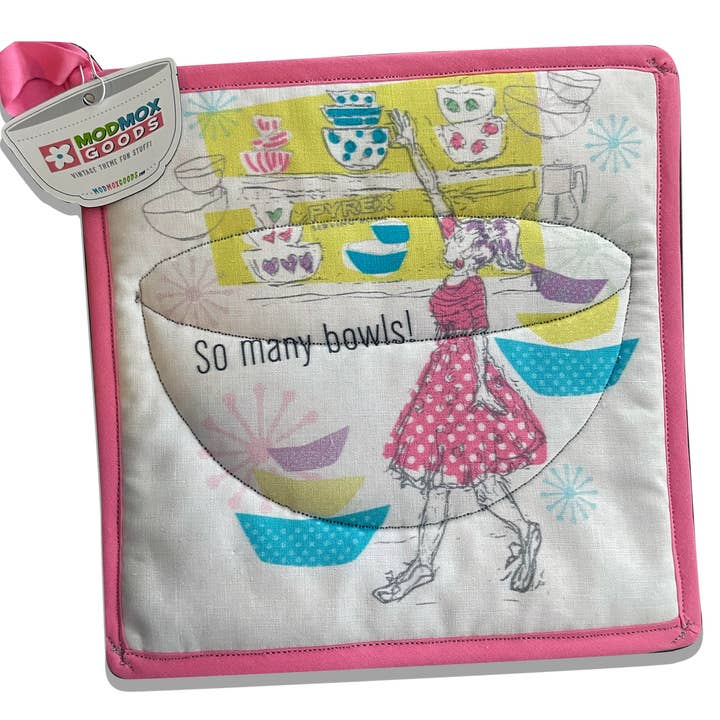 ModMoxGoods - Wholesale Oven Mitt/Pot Holder - Potholder Pyrex Vintage Bowls Lovers Kitchen theme1