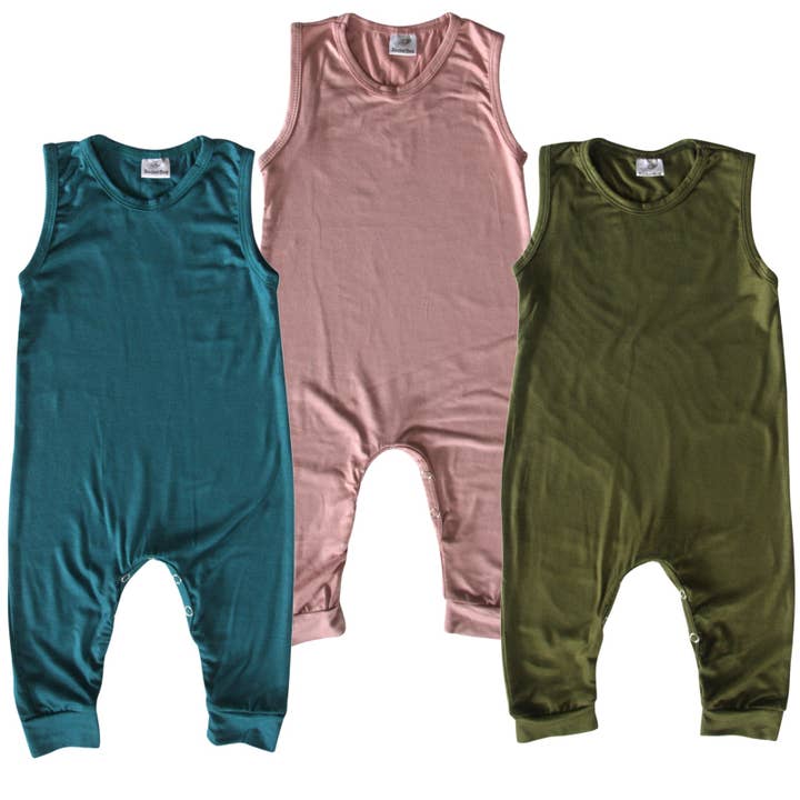 Silky Sleeveless Baby Romper for Boys and Girls-Gender Neutr for wholesale by Rocket Bug