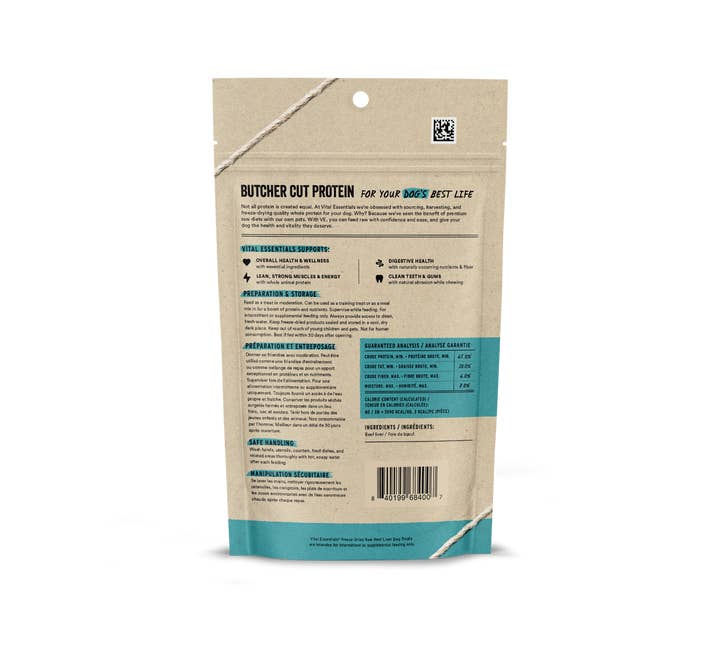 Pet Palette Distribution - Wholesale Pet Treats - Dog - Vital Essentials Beef Liver FD Dog Treats 2.1 oz