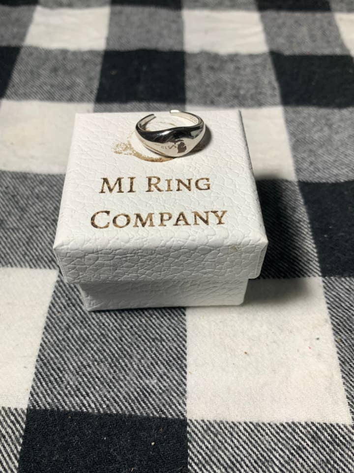 Sterling Silver Adjustable Michigan Signet Ring – Women’s .925 State Pride Jewelry for wholesale by MI Ring Company