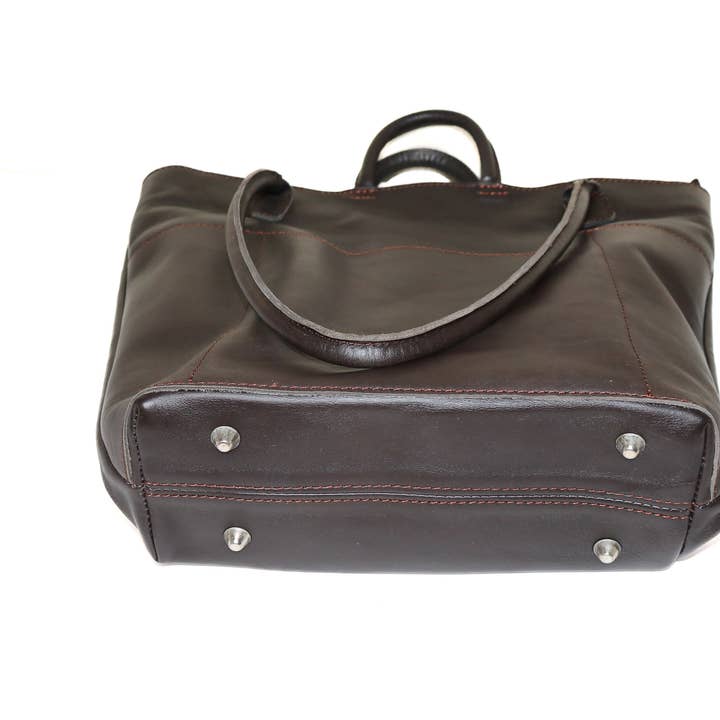 Brown Utility Tote Handbag, Dark Hazelnut for wholesale on Faire9