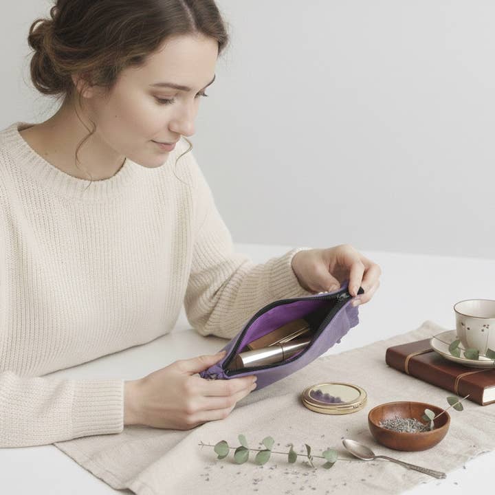 House of Kraft - Wholesale Pouch - Women's - Canvas Ruffle Pouches | Canvas Travel Pouches | Zipper Pouch38