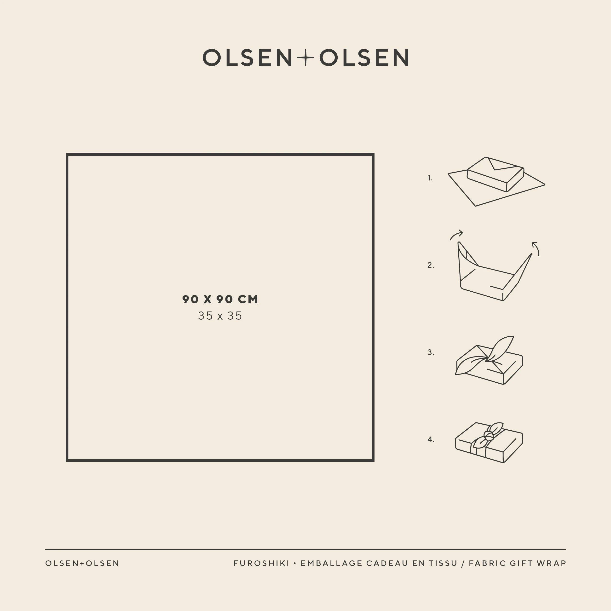 OLSEN+OLSEN - Venta al por mayor Sobre de papel de regalo - Furoshiki orgánico - Papel de regalo de tela1