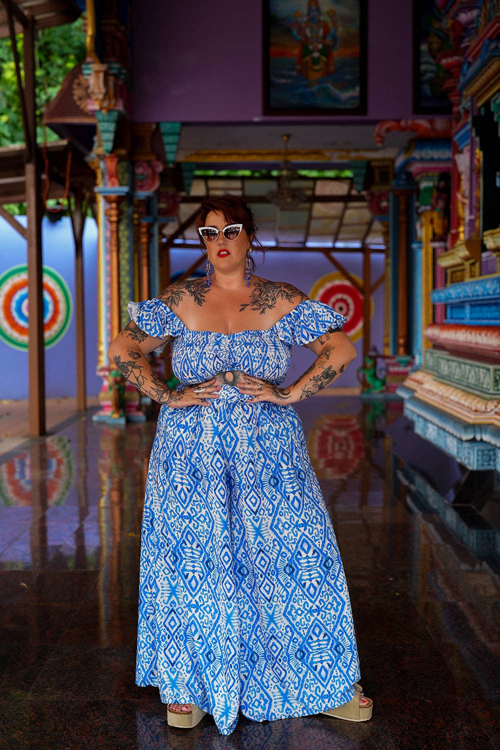 Jinx the label - Wholesale Pants - Women's - Chantelle Palazzo Pants - Abstract Blue12