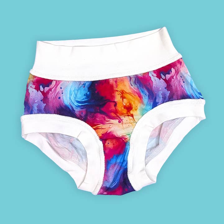 Elastic-Free Kids' Underwear - Briefs - Rainbow Tie Dye for wholesale by WunderUndies