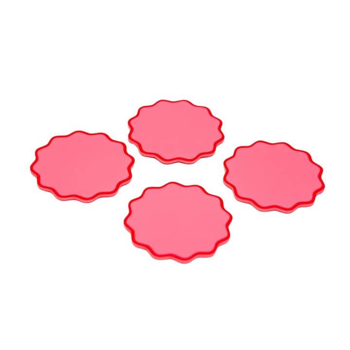 SOUS-VERRES ROSES ET ROUGES EN FORME DE PÉTONCLE (ENSEMBLE DE 4) pour la vente par Mason Maison