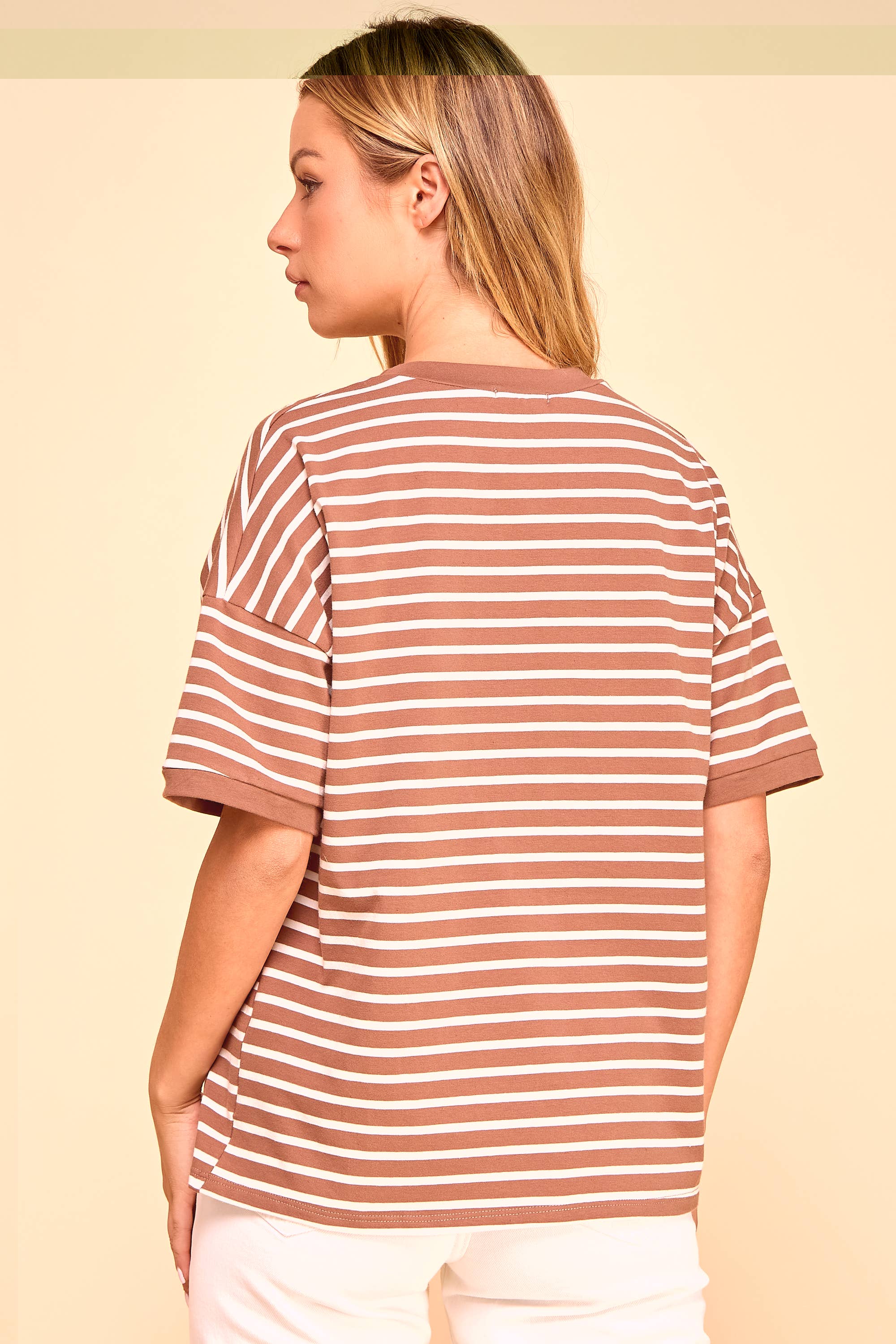 Les Amis - Vente Haut en maille – femme - Haut en maille rayé coupe décontractée casual1