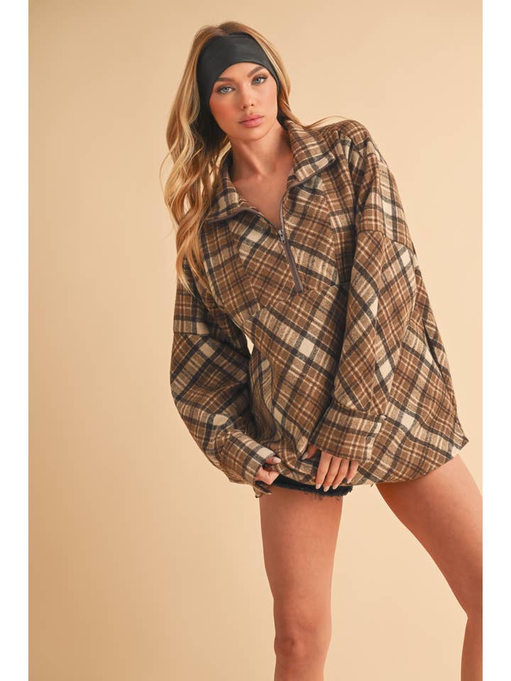 AEMI + CO - Wholesale Knit Top - Women's - 8421EK Mya Plaid Pullover7