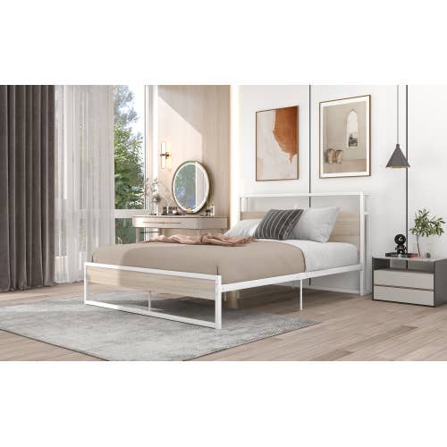 VTNG50 - Wholesale Bedroom Furniture - Queen Size Metal Platform Bed Frame with Sockets, USB Ports3