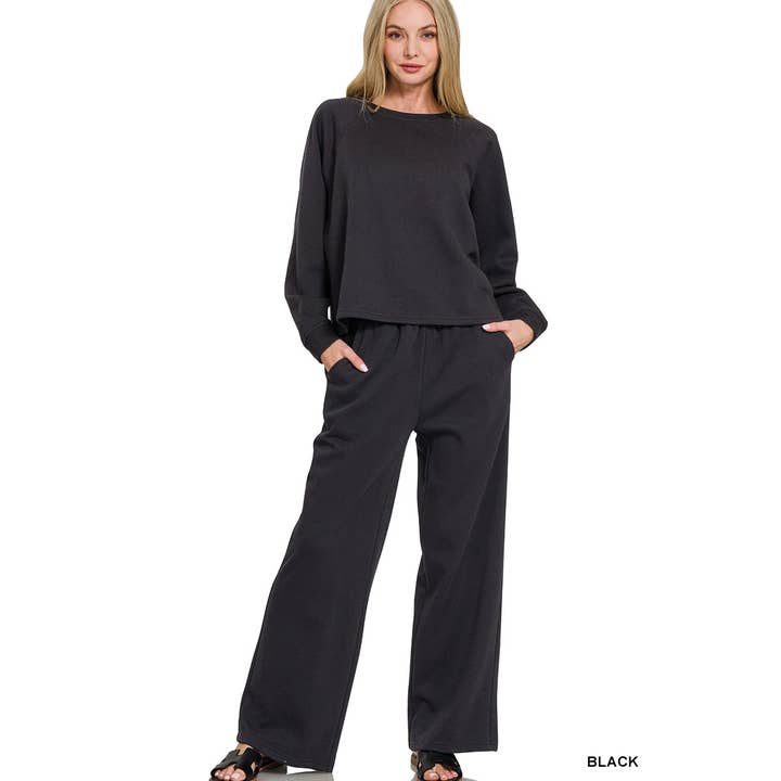 Fleece-Raglanärmel-Pullover-Sweatpants-2er-Set für den Großhandel von Style Up