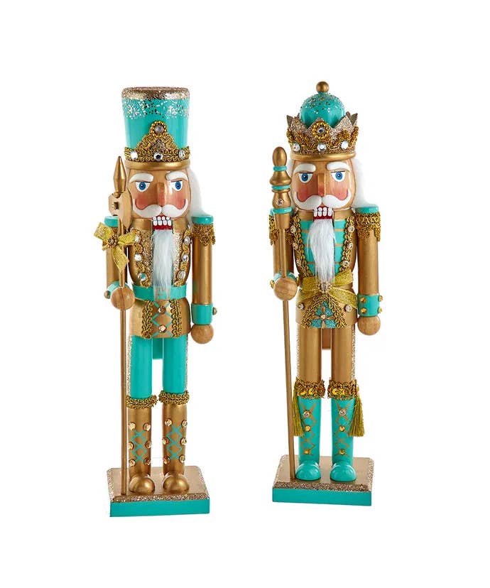 Kurt S. Adler, Inc. - Vente Casse-noisette de Noël - Casse-noisette en bois doré de 15" Assortedqua, 2 assortis