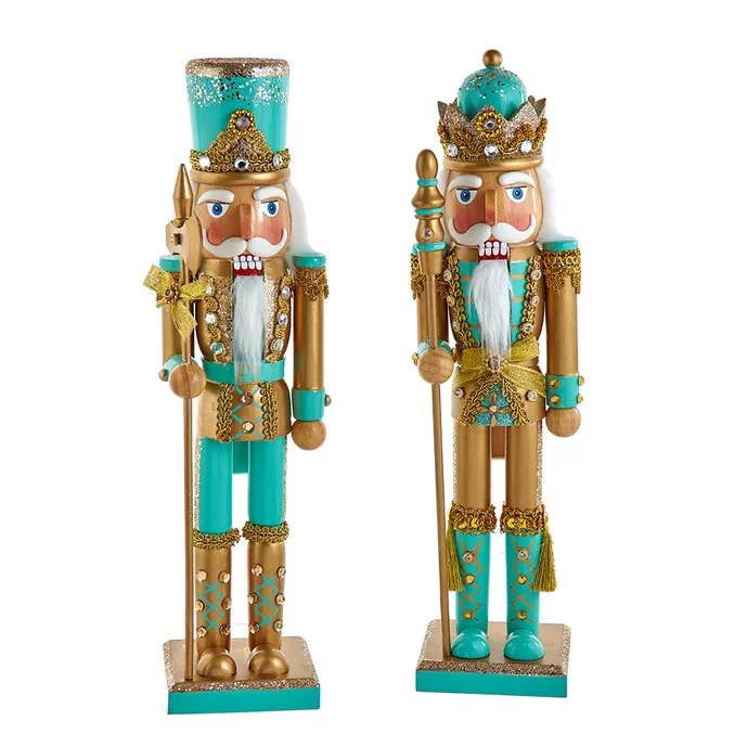 Kurt S. Adler, Inc. - Vente Casse-noisette de Noël - Casse-noisette en bois doré de 15" Assortedqua, 2 assortis0