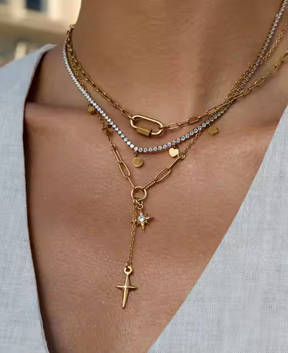 HoopLa - Wholesale Y-Neck/Lariat Necklace - Steller Star-  Lariat- 14K Gold Steel Necklace 2