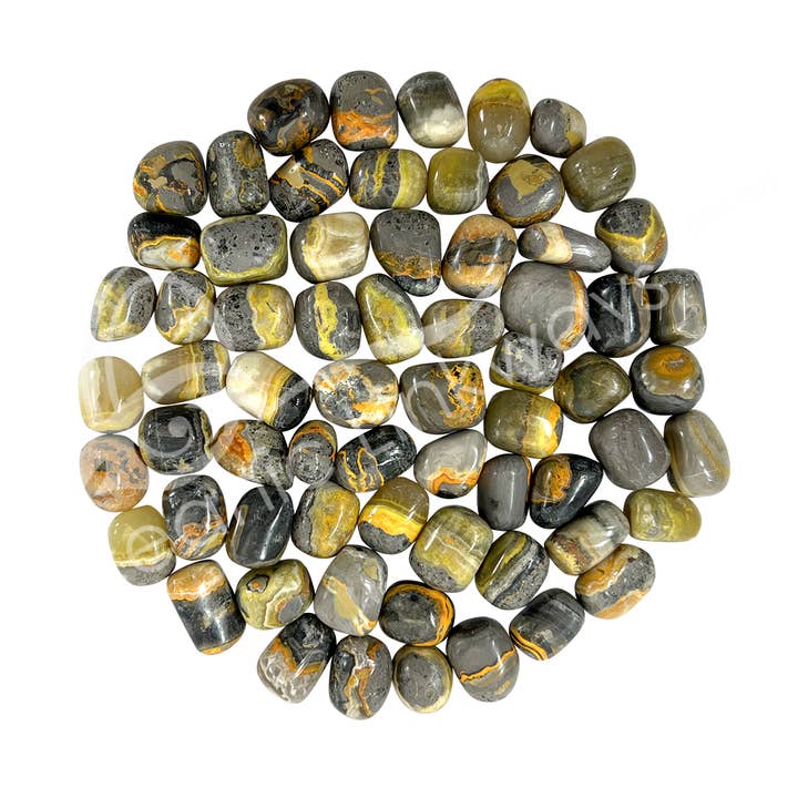 Oceanic Linkways Inc - Wholesale Spiritual Stone/Crystal - (KG)TUMBLED STONES - JASPER, BUMBLE BEE 20-35 MM0