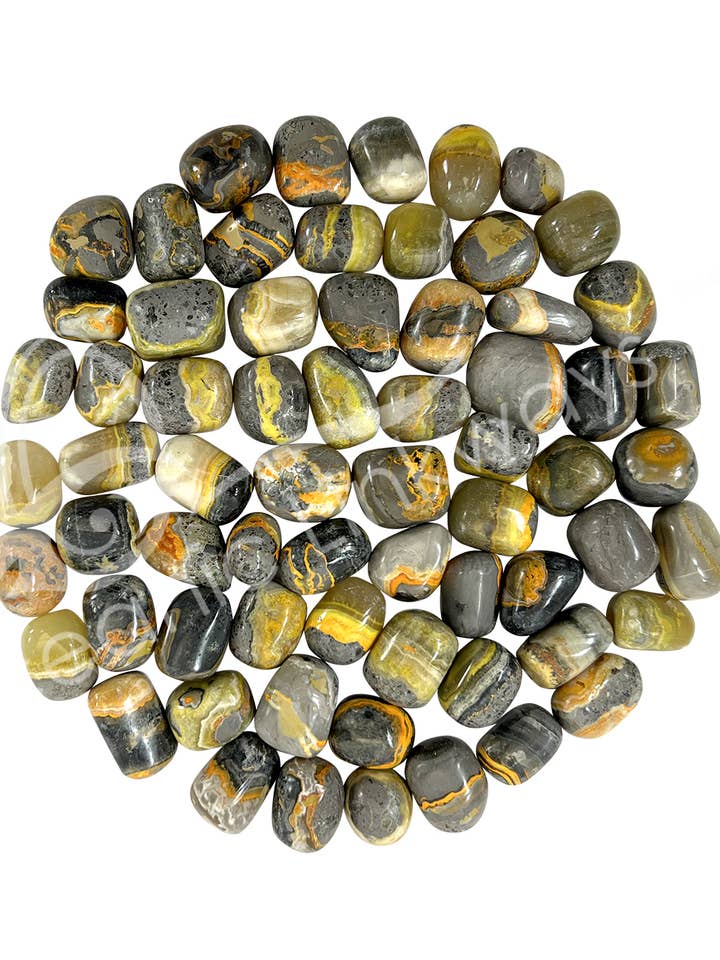 (KG)TUMBLED STONES - JASPER, BUMBLE BEE 20-35 MM for wholesale by Oceanic Linkways Inc