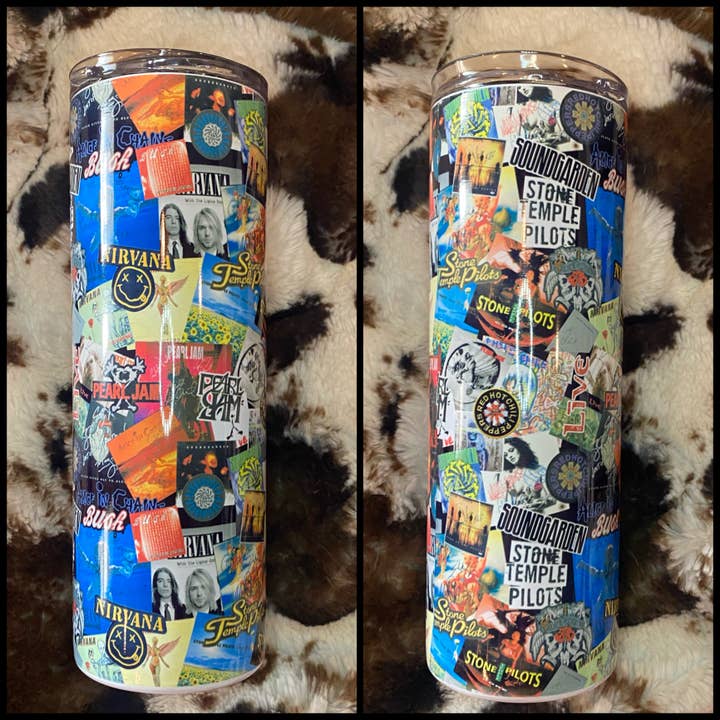 Drifting Dogwood Designs - Wholesale Insulated Mug/Tumbler - 90’s Rock Band Tumbler