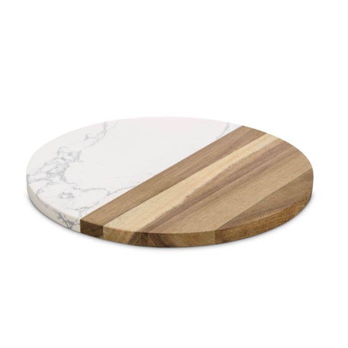 HIC - Harold Import Co. - Wholesale Kitchen Tool/Gadget - Maison Du Fromage Round Cultured Marble & Wood Cheese Board1