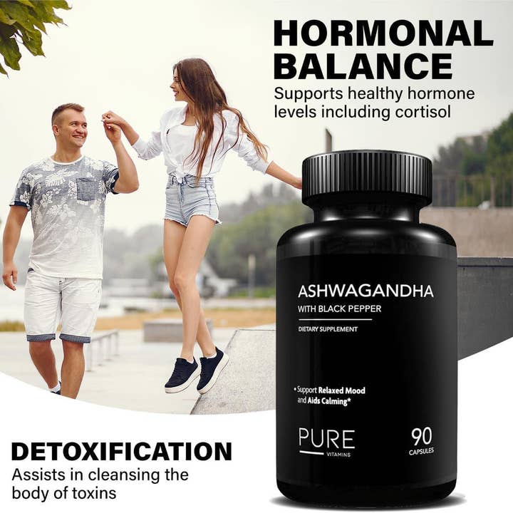 pure Vitamins - Wholesale Oral supplement/vitamin - Organic Ashwagandha 1300mg with Black Pepper - 90 ct5