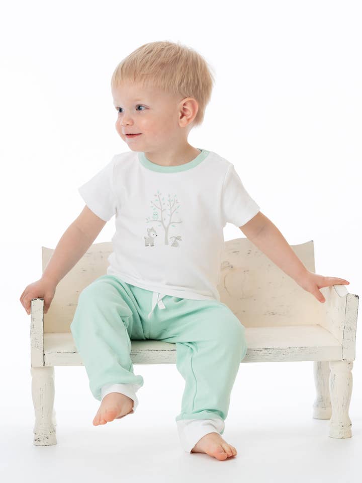 Pantalones jogger de algodón orgánico - Verde menta para venta al por mayor de Moylings