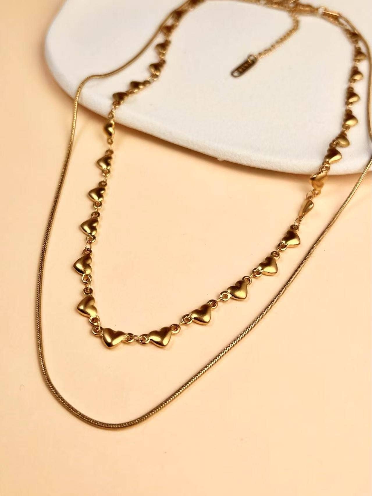 COSMOS - Wholesale Pendant/Charm Necklace - Trendy double wrap gold heart stainless steel necklace1