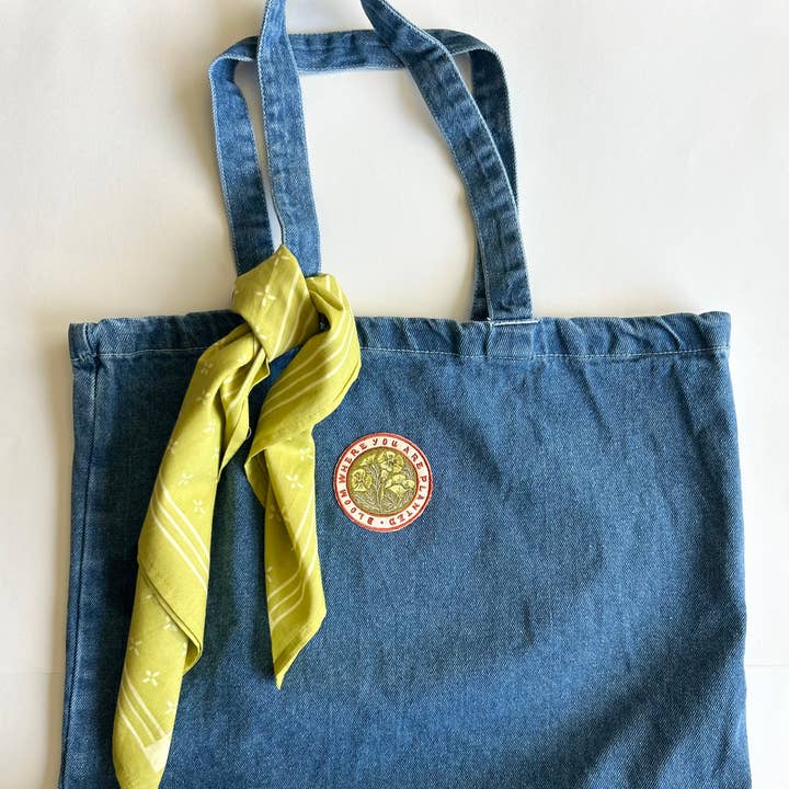 Chelsea Calkins Design - Wholesale Tote Bag - Women's - BLOOM Embroidered Denim Tote Bag