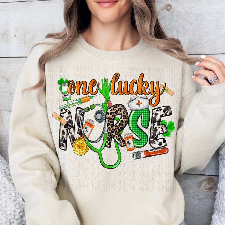 One Lucky Nurse Transfer DTF per la vendita all'ingrosso da parte di K and M Designs