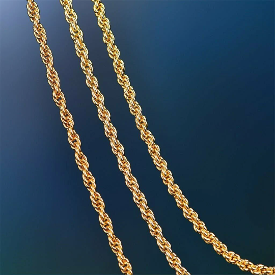 Karrbear – wholesale Link & chain necklace – Solid 10K Yellow Gold 2.5mm Rope Chain Necklace3