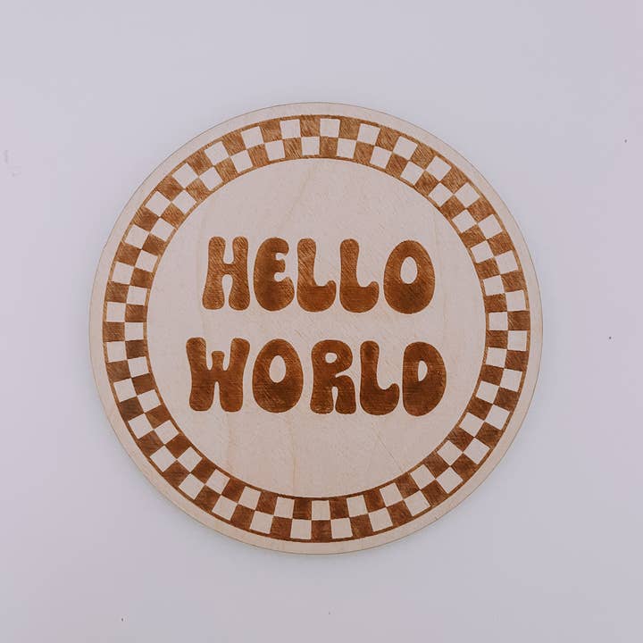 Sugar Koated Designs - Wholesale Milestone Art/Keepsake - Kids & Baby - Hello World Checkered Print Birth Announcement