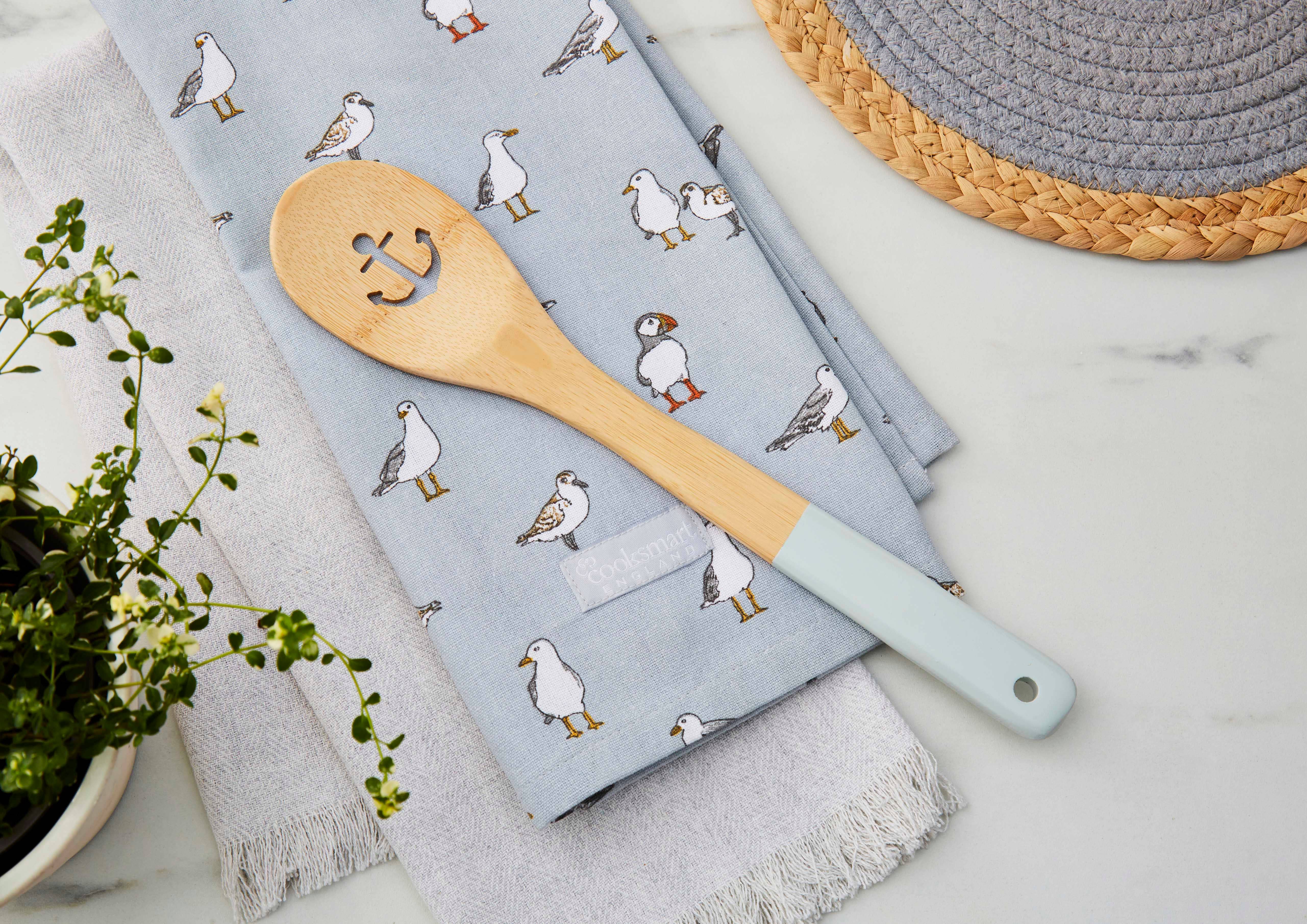 Blue 3 Pack Tea Towels Coastal Birds by Cooksmart England for wholesale on Faire5