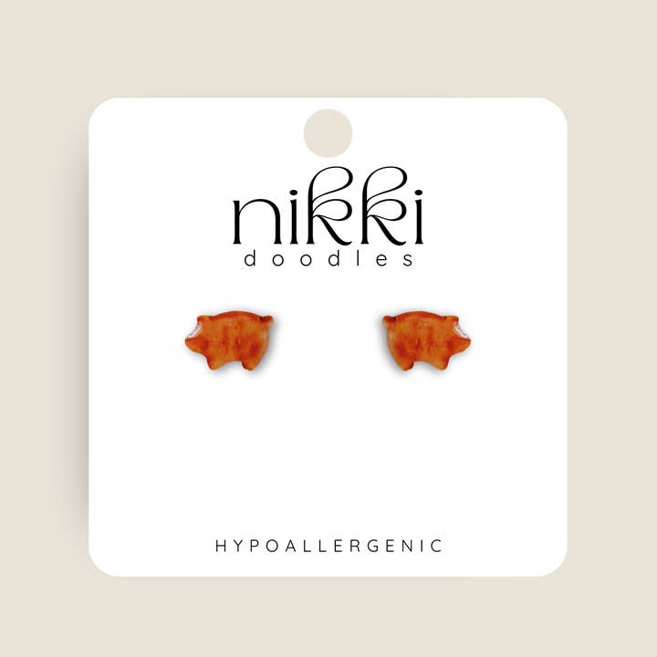 Orecchini a bottone Pan Dulce Marranitos Novelty per la vendita all'ingrosso da parte di Nikki Doodles