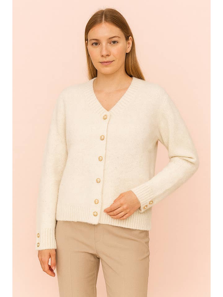 Afinity - Wholesale Cardigan - Women's - Women's Oversized Cardigan AP118 – Elegant Gold Buttons
