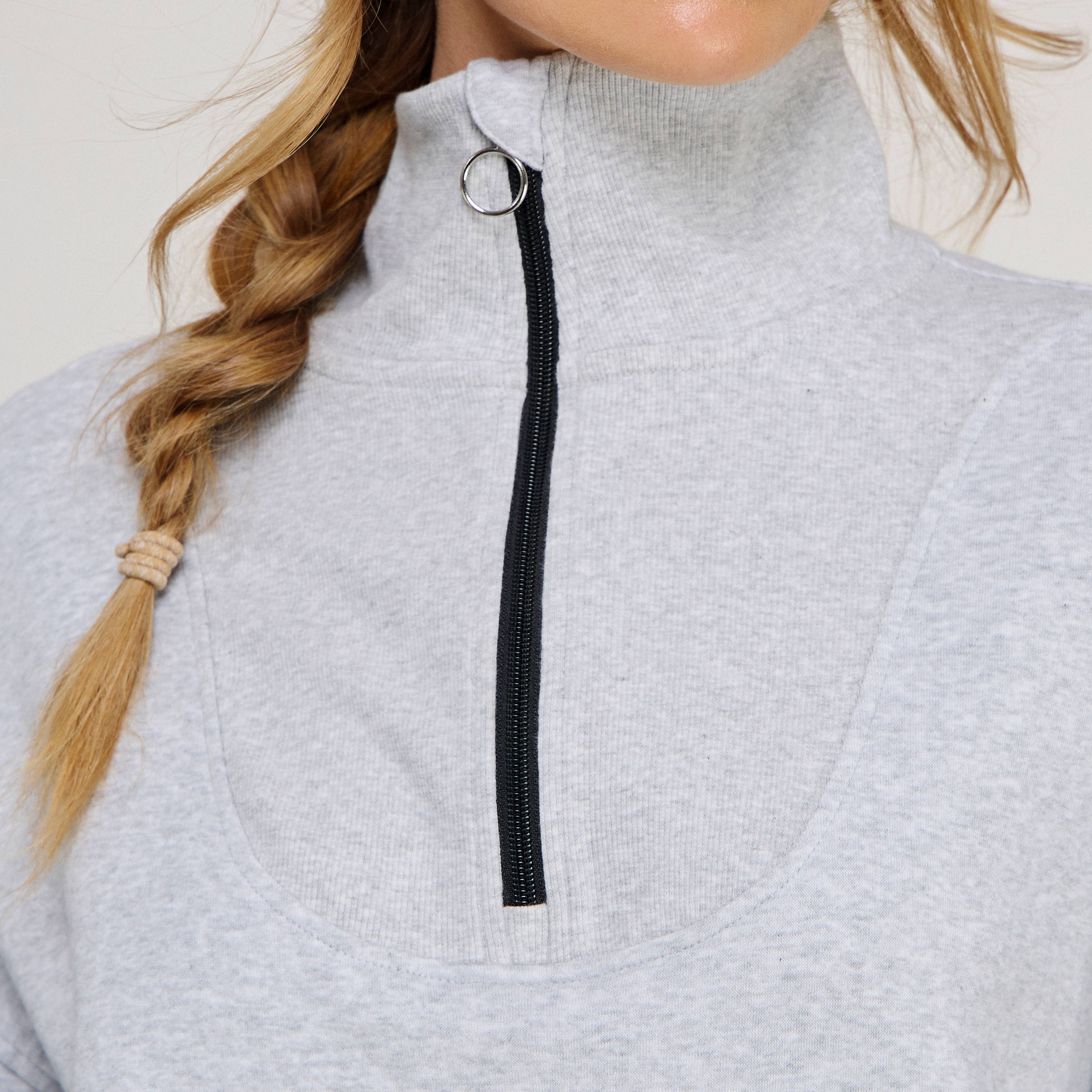 FREEZIA - Wholesale Sweatshirt - Women's - FRENCH TERRY NECK HALF ZIP SWEATSHIRT PULLOVER-FZ00120