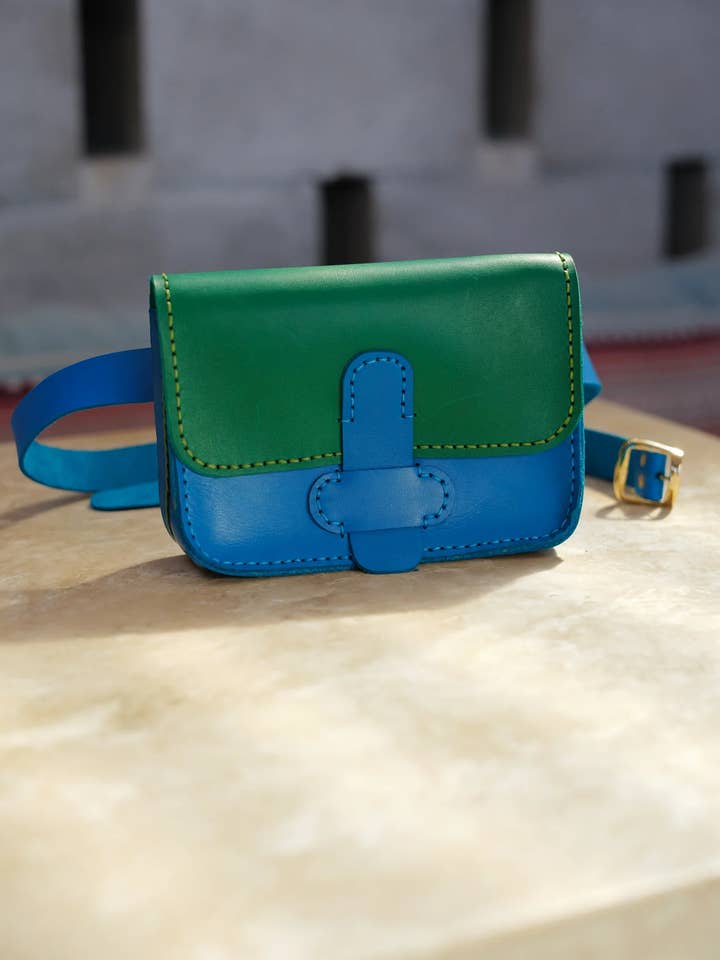 THE LOLITA WAISTBELT BAG // GREEN + BLUE for wholesale by LOLA Y TULA