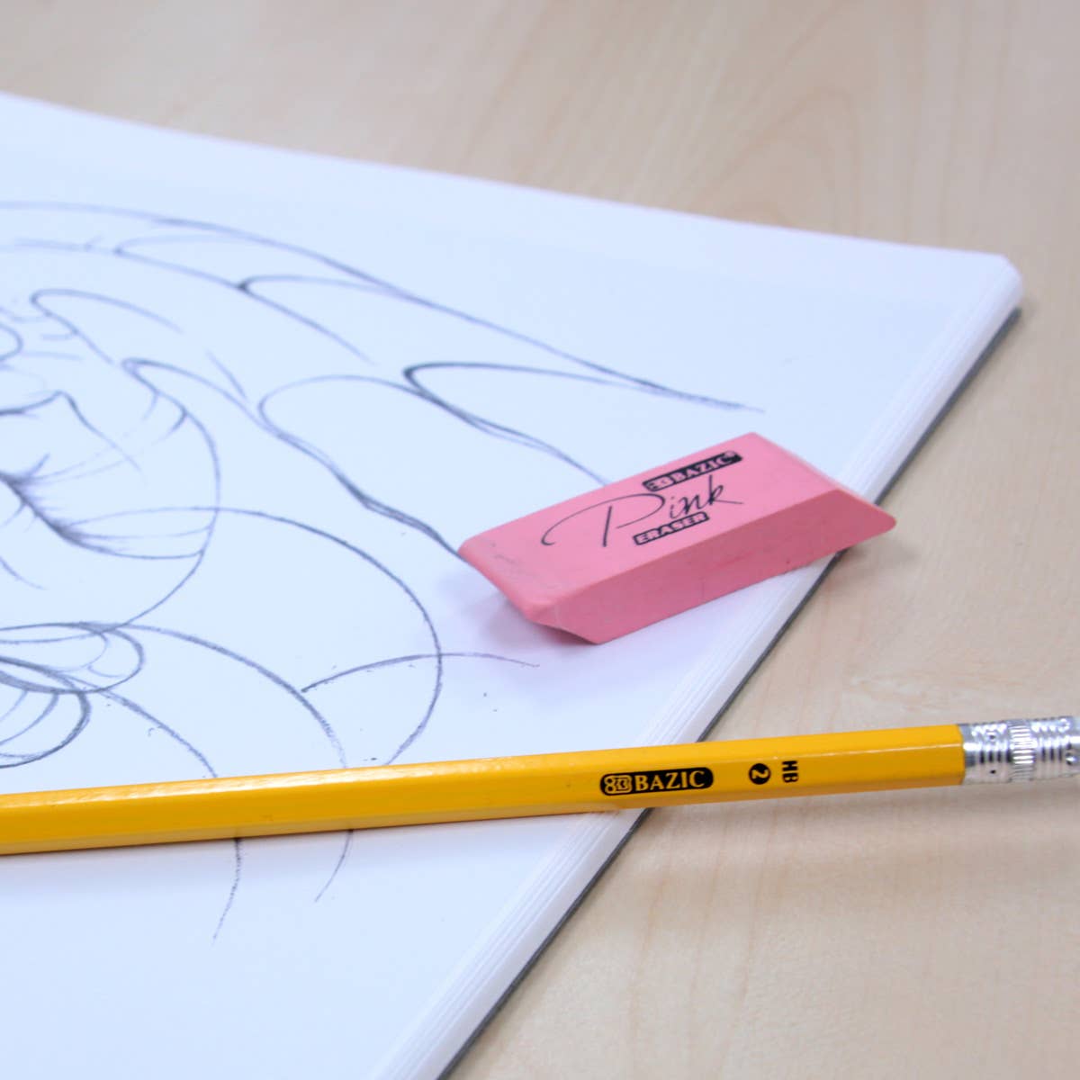 BAZIC Products - Vente Gommes - Gomme biseautée rose (24/paquet)3