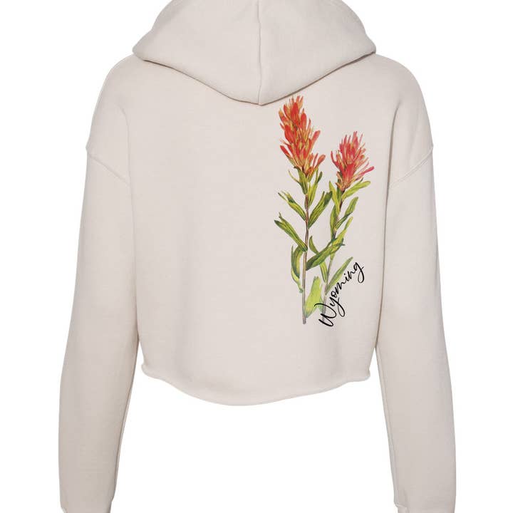 Wyoming Indian Paintbrush Crop Hoodie for wholesale by This Joyful Home