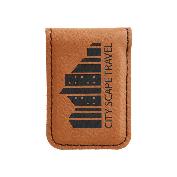 Cabin and Reel Engraving - Wholesale Money Clip - Unisex - Your Logo Here Faux Leather Money Clip3