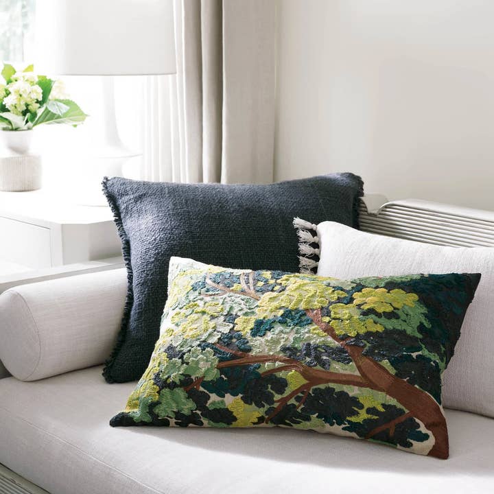 Annie Selke - Wholesale Throw Pillow Cover - Terra Embroidered Decorative Pillow Cover | Green3