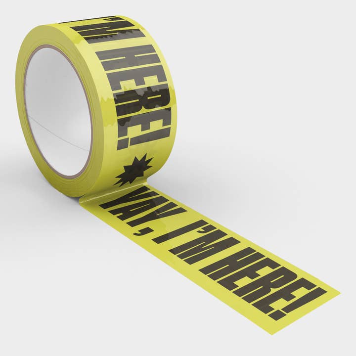 Shippy Tape - Wholesale Tape - Yay, I'm Here! Shipping Tape - Yellow/Black