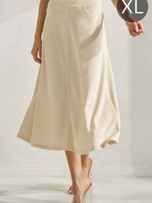 Jupe midi évasée en velours côtelé pour femme pour la vente par Yelete