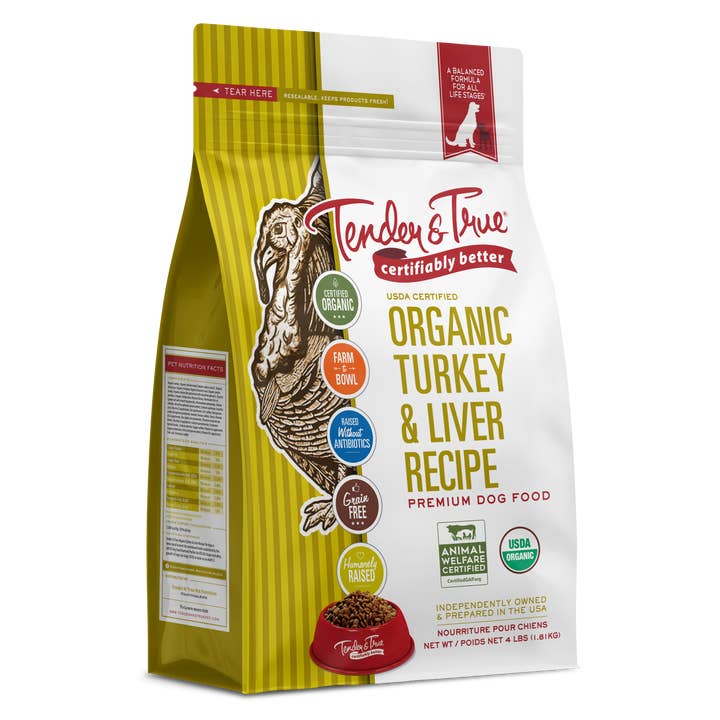 Tender & True Pet Nutrition - Wholesale Pet Food - Dog - Organic Turkey & Liver Recipe Dry Dog Food, 4 lb.