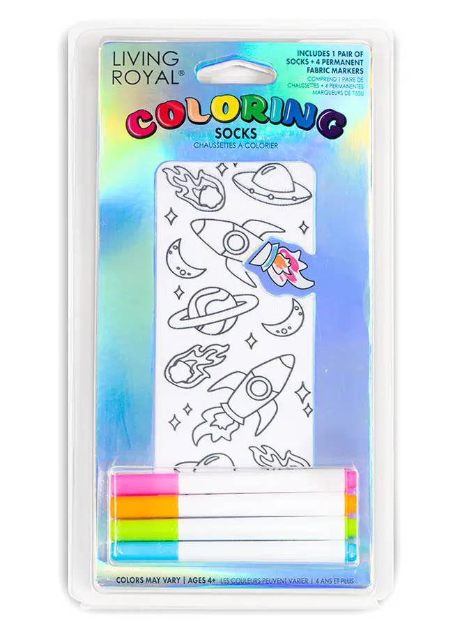 Ankle Socks - DIY Coloring Kit - Blast Off Outer Space for wholesale by Living Royal