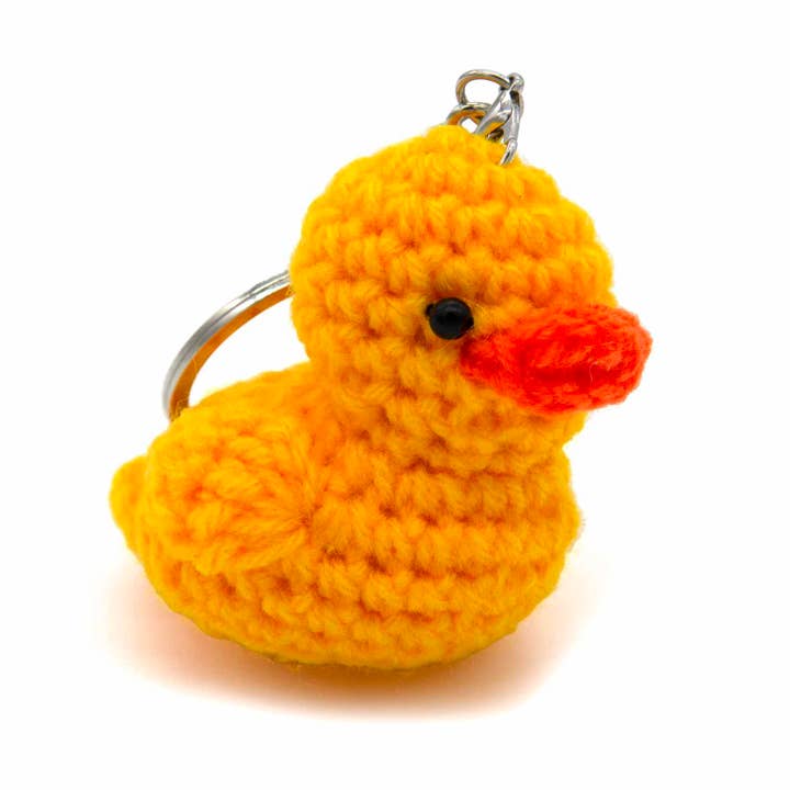 Yellow Rubber Duck Crochet Keyring for wholesale on Faire4