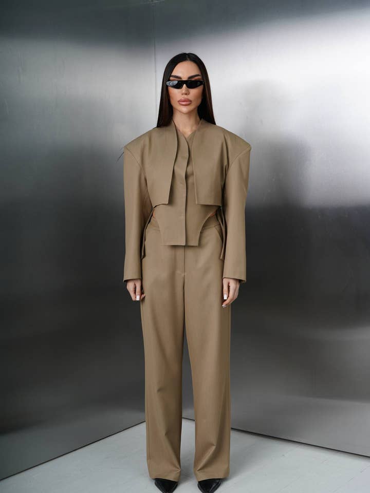 Asymmetric Tailored Blazer & Trousers Set for wholesale by Design company-Fatma Balkir