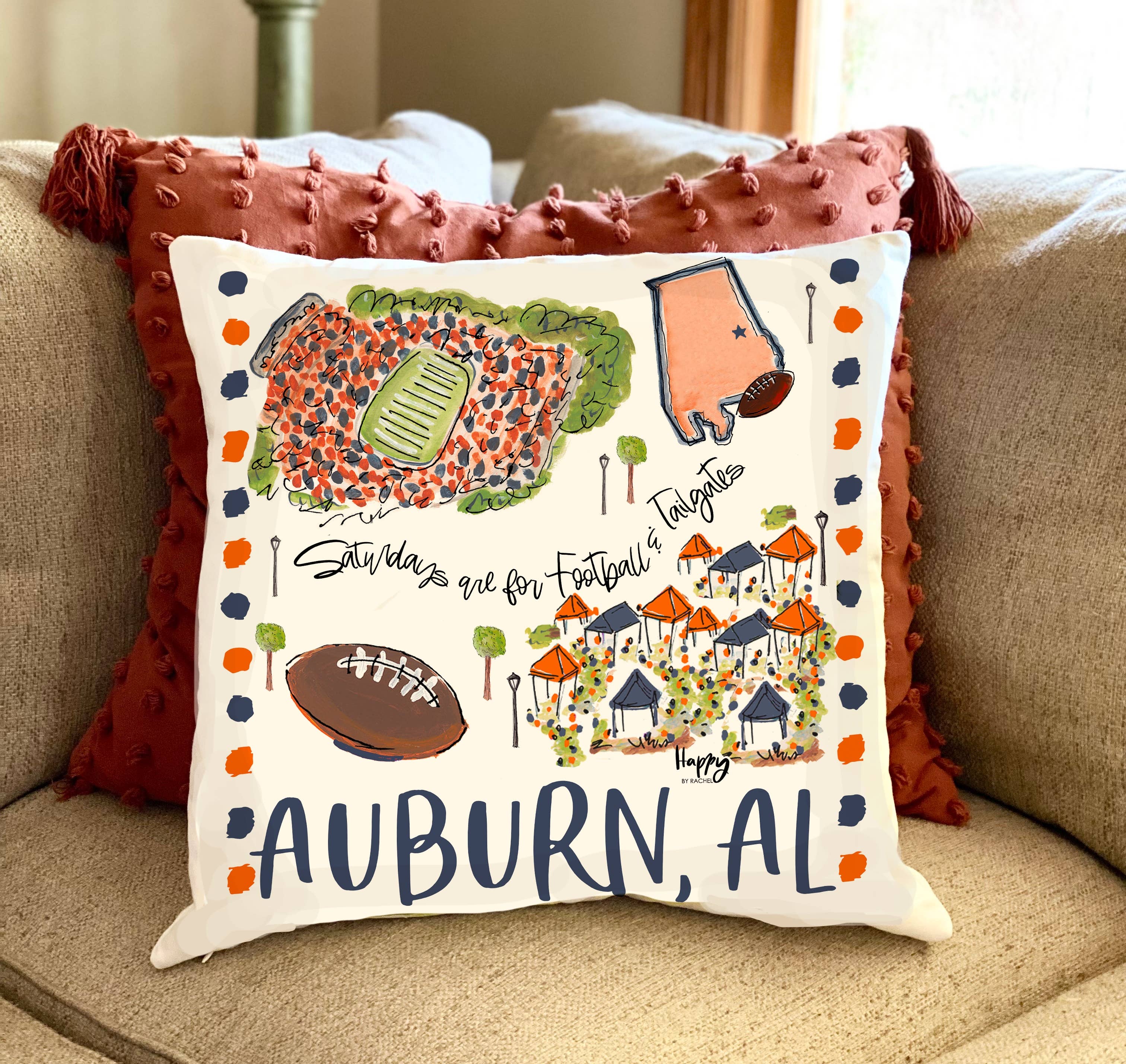 Happy By Rachel, LLC - Wholesale Throw/Decorative Pillow - Auburn, AL Double Sided Pillow0