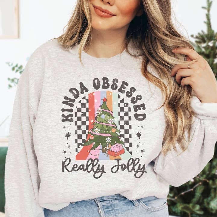 Een beetje geobsedeerd, echt vrolijk kerstshirt voor wholesale door Rad & Cove
