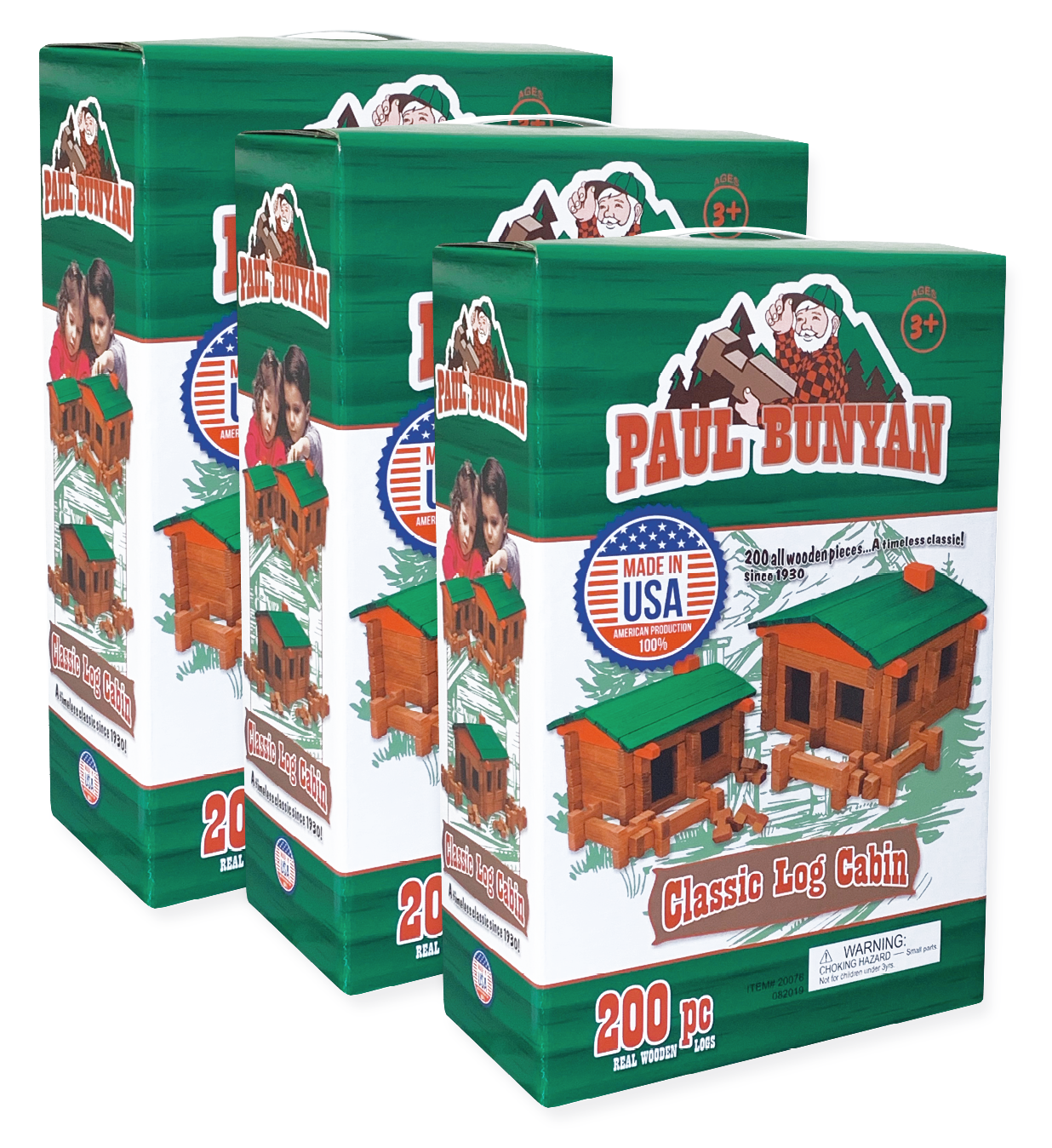 Roy Toy - Wholesale Building Set - Kids - Paul Bunyan 200 pc Log Cabin Building Set1