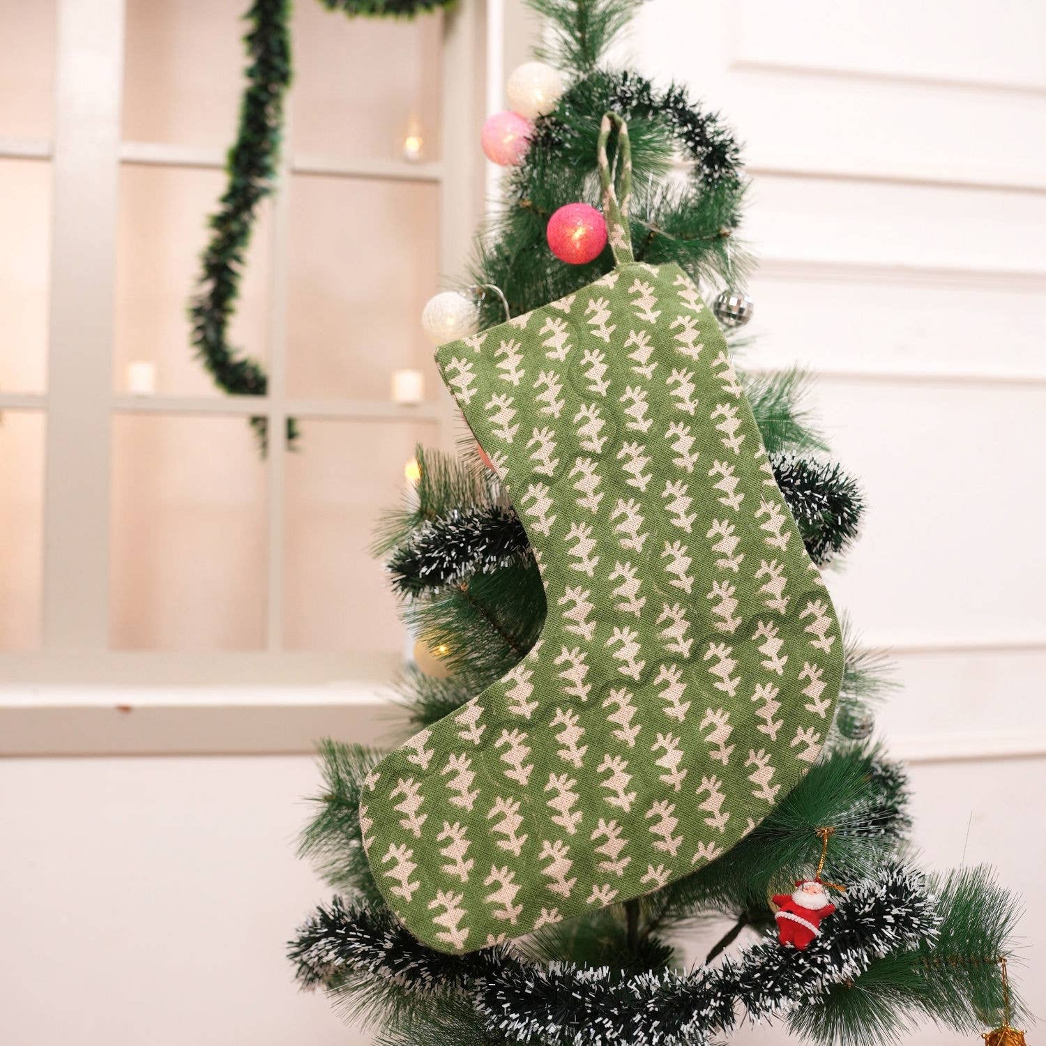 Fabdivine - Wholesale Holiday Stocking - Boho Decor Hand Block Design Christmas Stocking - Wajeer0
