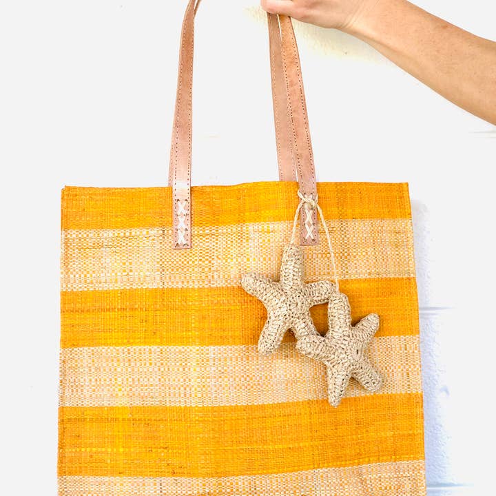 Shebobo - Wholesale Beach Bag - Starfish Straw Tote Bag with Crochet Starfish Charm